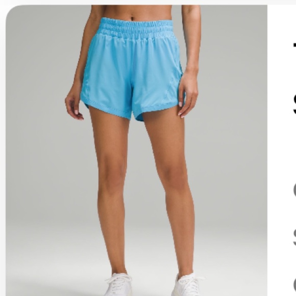 Lululemon Track That High-Rise Lined Shorts 5" in kayak Light Blue